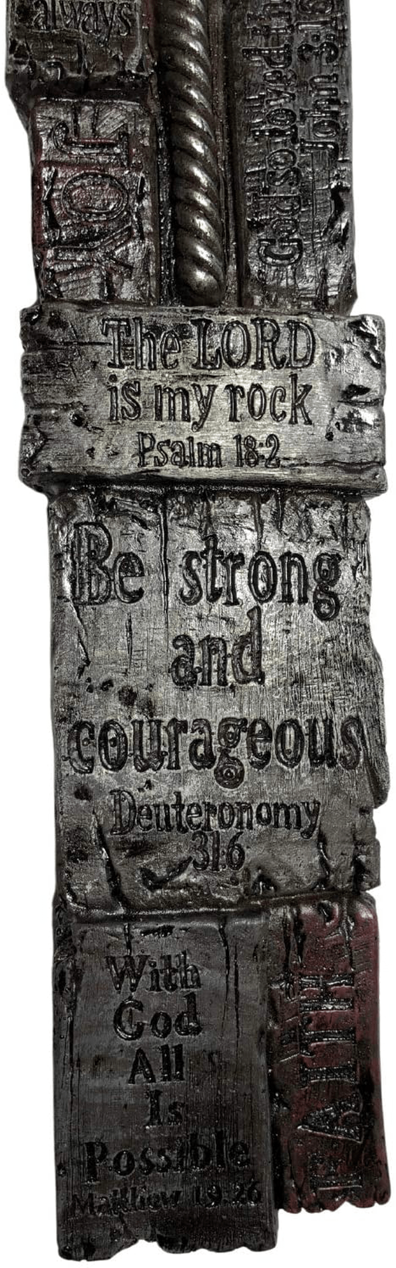 Bible Verses on Resin Wood-like Bricks Cross 17" Christians Words and Saying Crossword Wall Cross Home Decor, Hope, Strength, Pray, Family, Love, Trust, Faith, Be Strong and Courages, God Bless You, The Lord is My Rock and more 7194