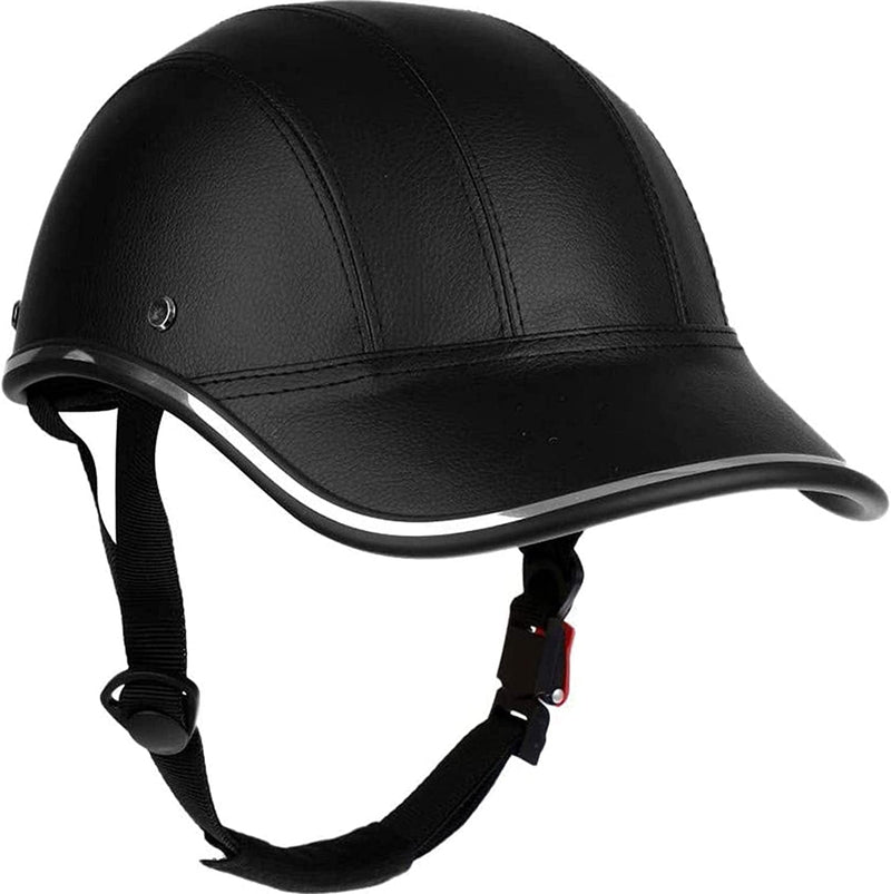 Bicycle Baseball Helmets Bike Helmet Adults- ABS Leather Cycling Safety Helmet with Adjustable Strap for Adult Men Women Black (Size: 11.2-5.5In) Sporting Goods > Outdoor Recreation > Cycling > Cycling Apparel & Accessories > Bicycle Helmets Camzimo-1 Black One Size 
