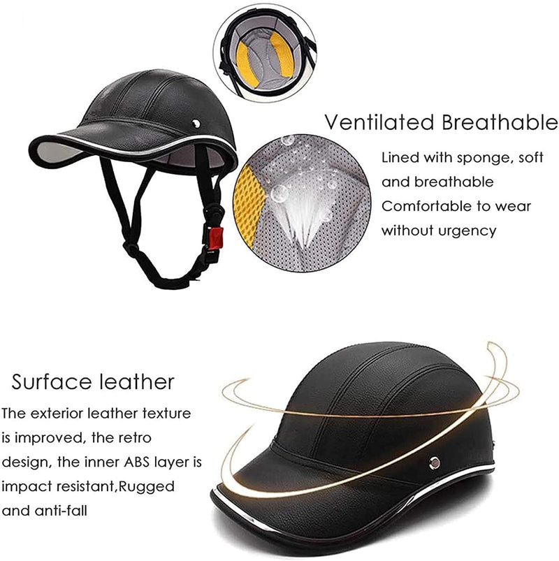 Bicycle Baseball Helmets Bike Helmet Adults- ABS Leather Cycling Safety Helmet with Adjustable Strap for Adult Men Women Black (Size: 11.2-5.5In) Sporting Goods > Outdoor Recreation > Cycling > Cycling Apparel & Accessories > Bicycle Helmets Camzimo-1   
