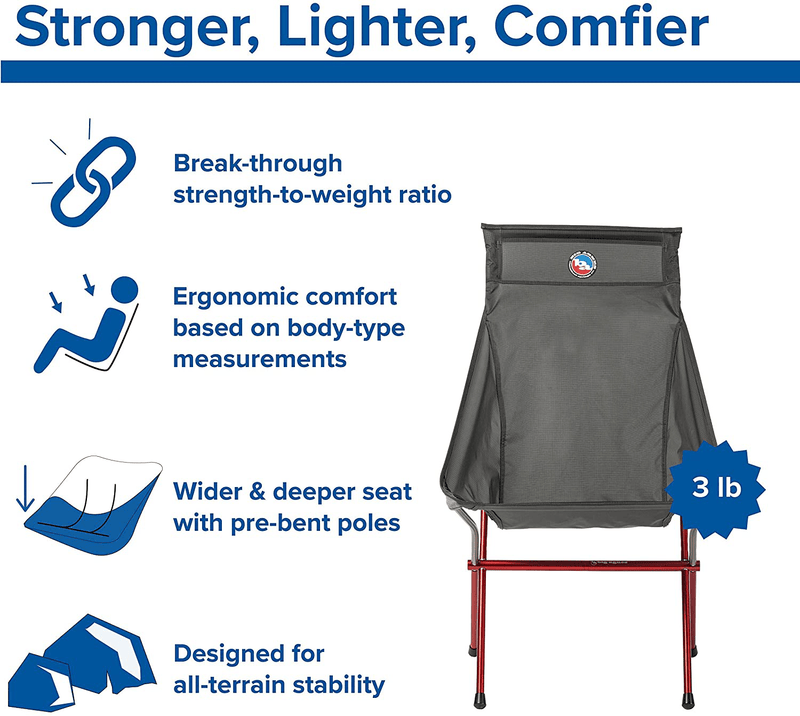 Big Agnes Big Six Camp Chair - High & Wide Camping Chair with Aircraft Aluminum Frame Sporting Goods > Outdoor Recreation > Camping & Hiking > Camp Furniture Big Agnes   