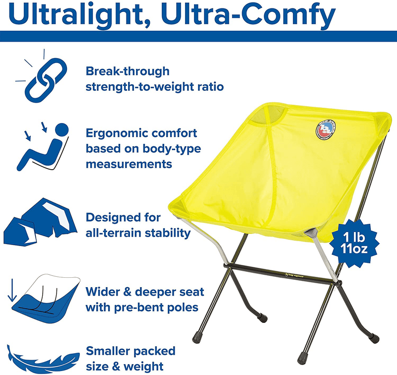 Big Agnes Skyline Ultralight Backpacking Chair for Fast and Light Adventures, Yellow Camp Furniture, One Size Sporting Goods > Outdoor Recreation > Camping & Hiking > Camp Furniture Big Agnes   
