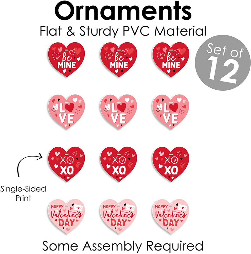 Big Dot of Happiness Happy Valentine’S Day - Valentine Hearts Decorations - Tree Ornaments - Set of 12