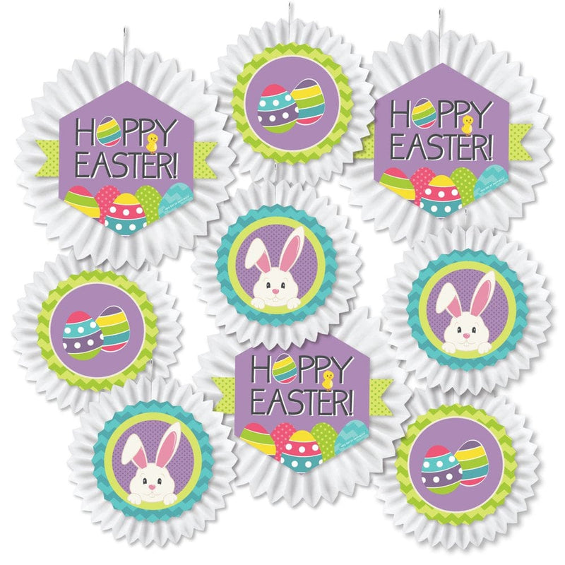 Big Dot of Happiness Hippity Hoppity - Hanging Easter Bunny Party Tissue Decoration Kit - Paper Fans - Set of 9 Home & Garden > Decor > Seasonal & Holiday Decorations Big Dot of Happiness, LLC   