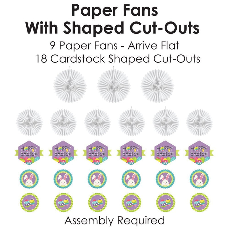Big Dot of Happiness Hippity Hoppity - Hanging Easter Bunny Party Tissue Decoration Kit - Paper Fans - Set of 9 Home & Garden > Decor > Seasonal & Holiday Decorations Big Dot of Happiness, LLC   