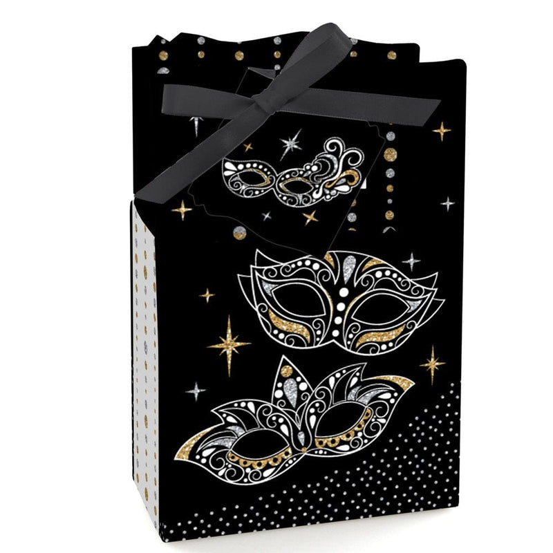 Big Dot of Happiness Masquerade - Venetian Mask Party Favor Boxes - Set of 12