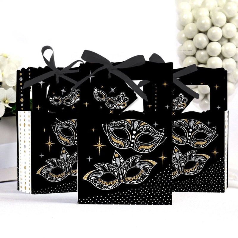 Big Dot of Happiness Masquerade - Venetian Mask Party Favor Boxes - Set of 12