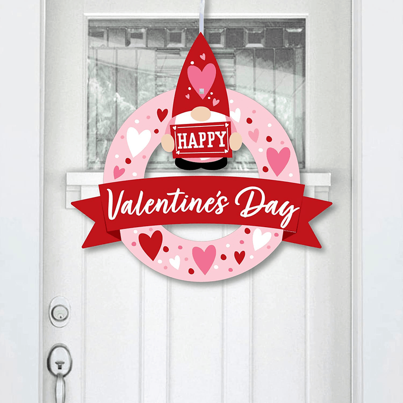Big Dot of Happiness Valentine Gnomes - Outdoor Valentine'S Day Party Decor - Front Door Wreath Home & Garden > Decor > Seasonal & Holiday Decorations Big Dot of Happiness   