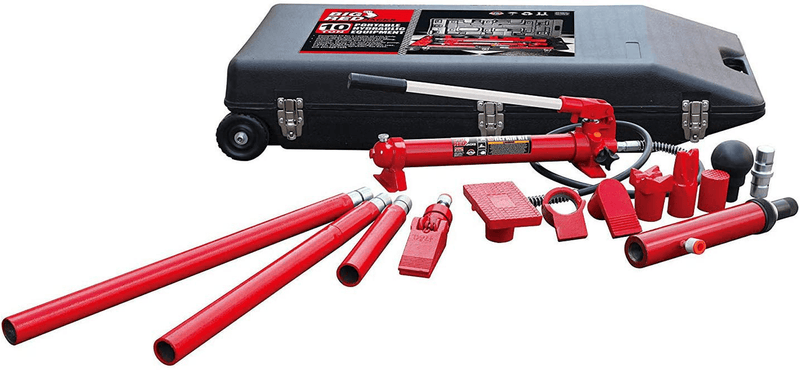 BIG RED T70401S Torin Portable Hydraulic Ram: Auto Body Frame Repair Kit with Blow Mold Carrying Storage Case, 4 Ton (8,000 lb) Capacity, Red  BIG RED 10 Ton (20,000 lb)  