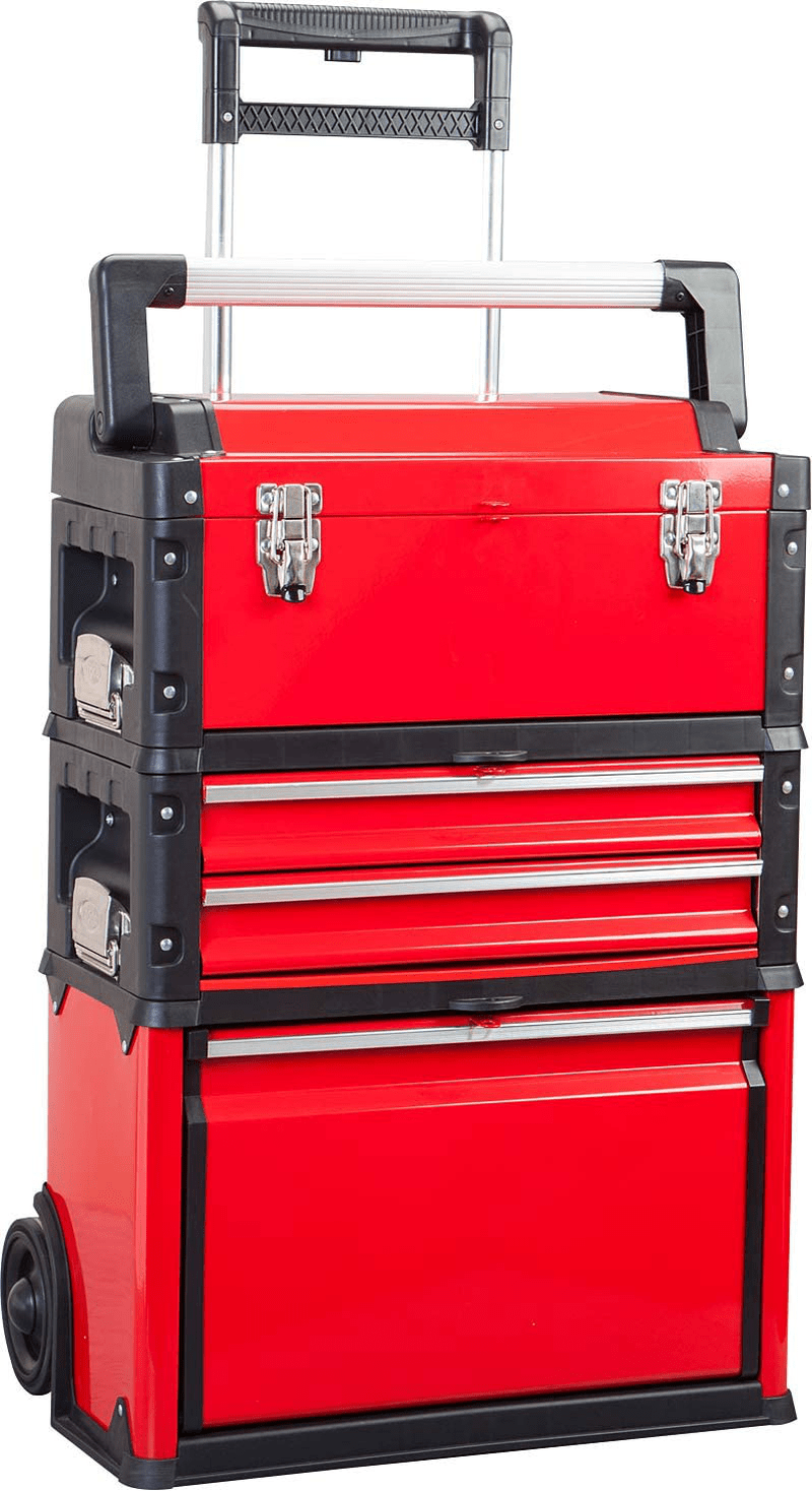 BIG RED TRJF-C305ABD Torin Garage Workshop Organizer: Portable Steel and Plastic Stackable Rolling Upright Trolley Tool Box with 3 Drawers, Red Hardware > Hardware Accessories > Tool Storage & Organization BIG RED Modular Stackable Tool Box 3 Drawer 