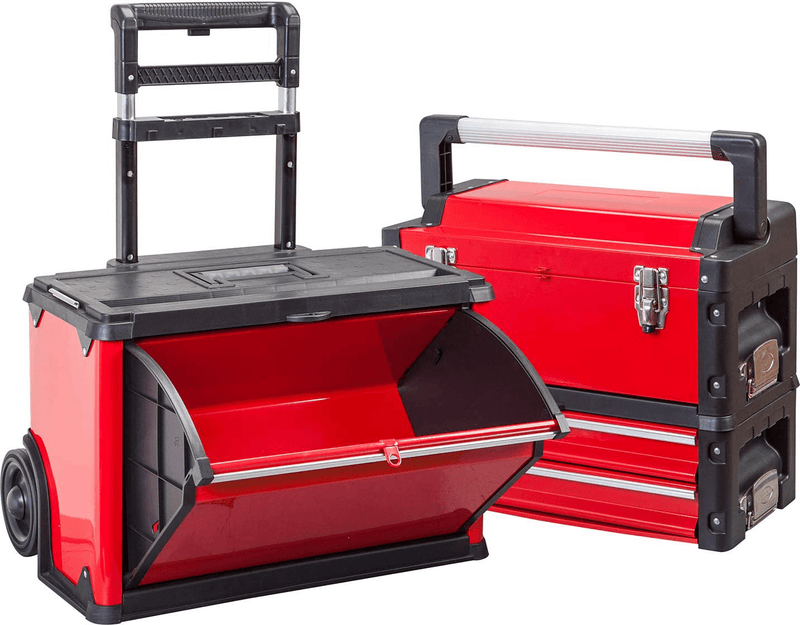 BIG RED TRJF-C305ABD Torin Garage Workshop Organizer: Portable Steel and Plastic Stackable Rolling Upright Trolley Tool Box with 3 Drawers, Red Hardware > Hardware Accessories > Tool Storage & Organization BIG RED   
