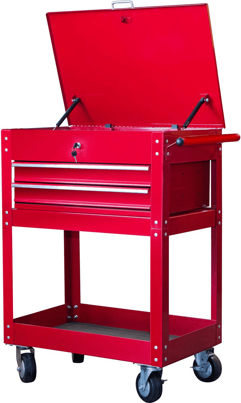BIG RED TRJF-C305ABD Torin Garage Workshop Organizer: Portable Steel and Plastic Stackable Rolling Upright Trolley Tool Box with 3 Drawers, Red Hardware > Hardware Accessories > Tool Storage & Organization BIG RED Top Cabinet Bottom Shelf Tool Cart 2 Drawer 