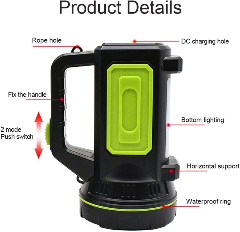 BIGFOX Camping Lantern Rechargeable, 2 Modes LED Torches Super Bright Handheld Flashlight Battery Powered Waterproof Outdoor Spotlight Portable Security Searchlight for Camping Hiking Fishing Hardware > Tools > Flashlights & Headlamps > Flashlights BIGFOX   
