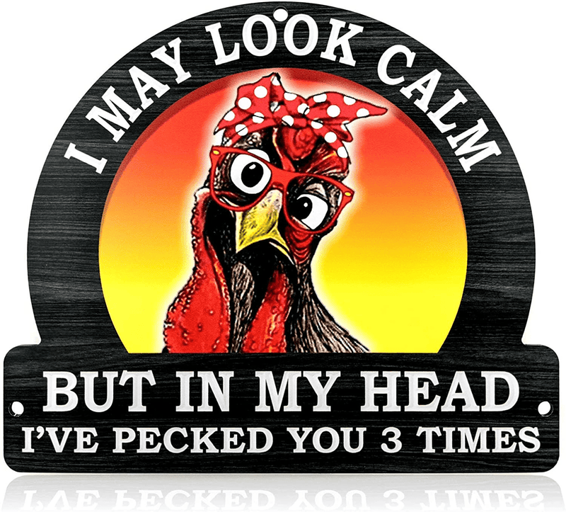 Bigtime Signs Chicken Coop Decor Sign - Hang on Your Chicken Run, Farm House or Kitchen Wall Decor for Home or Hen House Coop | Funny Sign Gift for a Chicken Party | Fun Yard Decorations for Chickens Home & Garden > Decor > Seasonal & Holiday Decorations& Garden > Decor > Seasonal & Holiday Decorations Bigtime Signs Calm Peck  