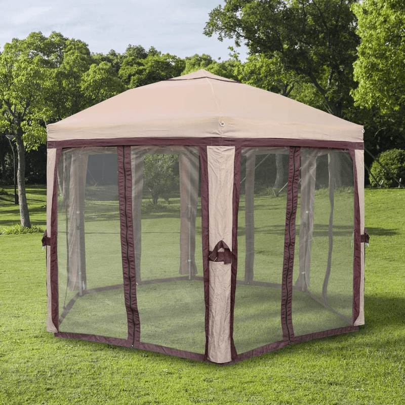 BIGTREE Screen Canopy Tent Gazebo Roof Cover Sun Shade Shelter Brown Tan Brown w/Net Screen Protector Home & Garden > Lawn & Garden > Outdoor Living > Outdoor Structures > Canopies & Gazebos BIGTREE Default Title  