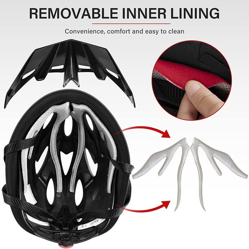 Bike Helmet, Adult Bicycle Helmet Adjustable Size, Mountain Bike Helmets with Removable Sun Visor - Adult Road Cycling Helmet Lightweight for Men Women MTB Sporting Goods > Outdoor Recreation > Cycling > Cycling Apparel & Accessories > Bicycle Helmets Yuzonc   