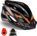 Bike Helmet, Basecamp Bicycle Helmet with LED Rear Light Removable Sun Visor Portable Backpack Lightweight Breathable Cycling Helmet Adjustable Size for Adult Men Women Mountain & Road (BC-10) Sporting Goods > Outdoor Recreation > Cycling > Cycling Apparel & Accessories > Bicycle Helmets Basecamp BlackOrange  