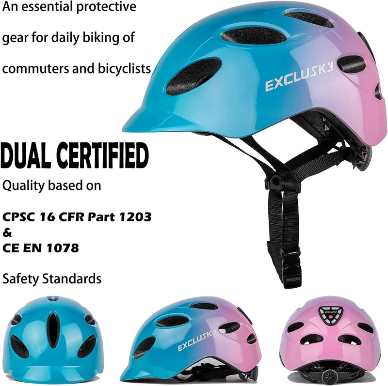 Bike Helmet, Exclusky Bicycle Helmet with LED Rear Light Bicycle Helmet for Men Women Cycle Helmet Mountain Biking Helmet with Detachable Visor,Mountain Cycling Helmet Adjustable Size
