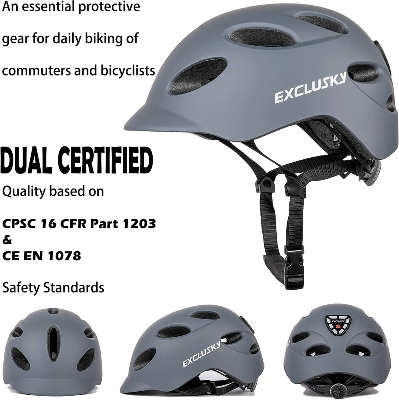 Bike Helmet, Exclusky Urban Bicycle Commuter Men with USB Rechargeable Lights, Adult Cycle Helmet Women,Features 12 Cool Vents Sporting Goods > Outdoor Recreation > Cycling > Cycling Apparel & Accessories > Bicycle Helmets AHIPXO   