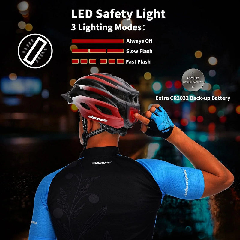 Bike Helmet, Shinmax Bicycle Helmet Men Women with LED Light Detachable Sun Visor Portable Backpack Quick Release Strap Lightweight Cycling Helmet Adjustable Size for Adult Mountain Road (BC-037) Sporting Goods > Outdoor Recreation > Cycling > Cycling Apparel & Accessories > Bicycle Helmets Shinmax   