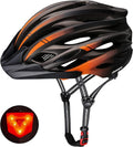 Bike Helmet, Shinmax Bicycle Helmet Men Women with LED Light Detachable Sun Visor Portable Backpack Quick Release Strap Lightweight Cycling Helmet Adjustable Size for Adult Mountain Road (BC-037) Sporting Goods > Outdoor Recreation > Cycling > Cycling Apparel & Accessories > Bicycle Helmets Shinmax BlackOrange  