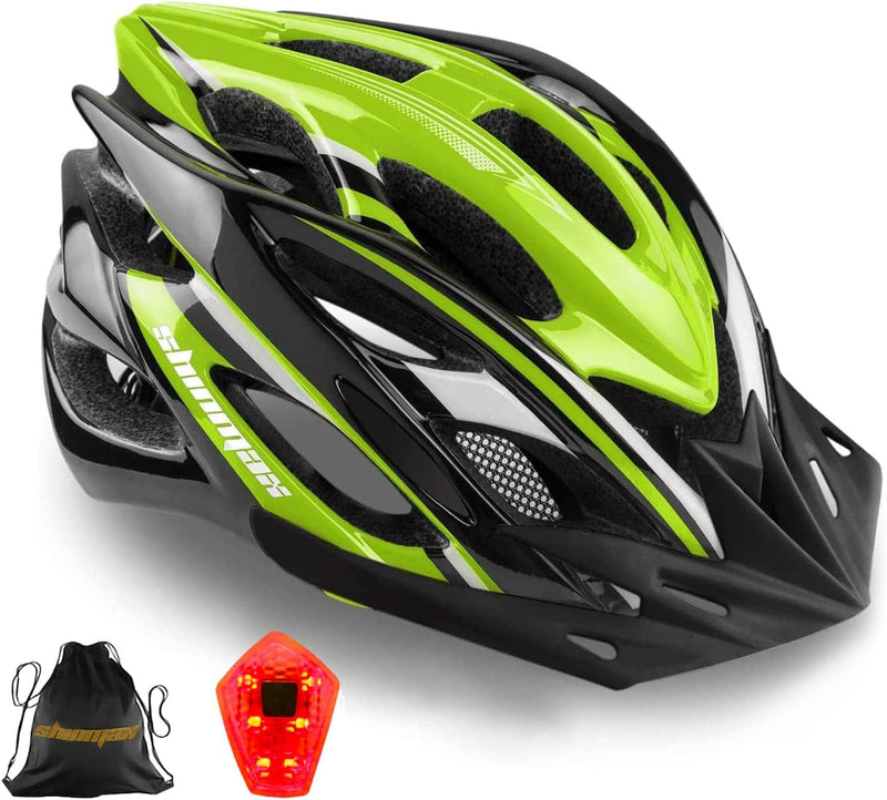 Bike Helmet, Shinmax Bicycle Helmet with Rear Light and Detachable Visor,Lightweight Bike Helmet for Men Women Size Adjustable Cycling Helmet CPSC Certificated Helmet for Adults Youth Road Bike Helmet Sporting Goods > Outdoor Recreation > Cycling > Cycling Apparel & Accessories > Bicycle Helmets Shinmax black green  