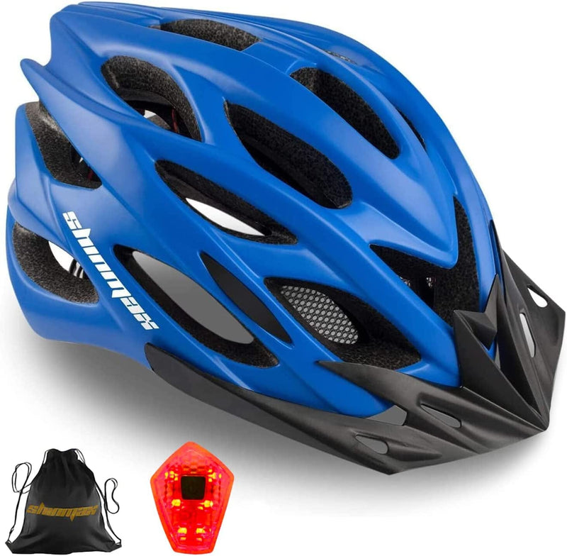 Bike Helmet, Shinmax Bicycle Helmet with Rear Light and Detachable Visor,Lightweight Bike Helmet for Men Women Size Adjustable Cycling Helmet CPSC Certificated Helmet for Adults Youth Road Bike Helmet Sporting Goods > Outdoor Recreation > Cycling > Cycling Apparel & Accessories > Bicycle Helmets Shinmax blue  