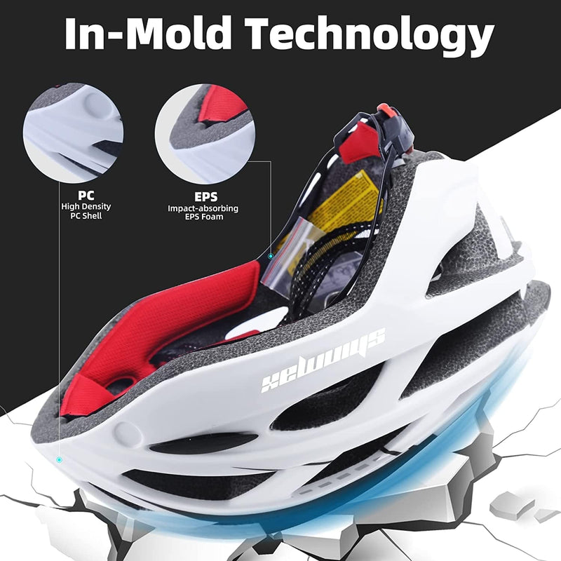 Bike Helmet,Shinmax CPSC/CPC Certificated Bicycle Helmet with Detachable Magnetic Goggles&Led Back Light&Portable Backpack Cycling Helmet Adjustable Mountain Bike Helmet for Adult Men Women SM-T69 Sporting Goods > Outdoor Recreation > Cycling > Cycling Apparel & Accessories > Bicycle Helmets Shinmax   