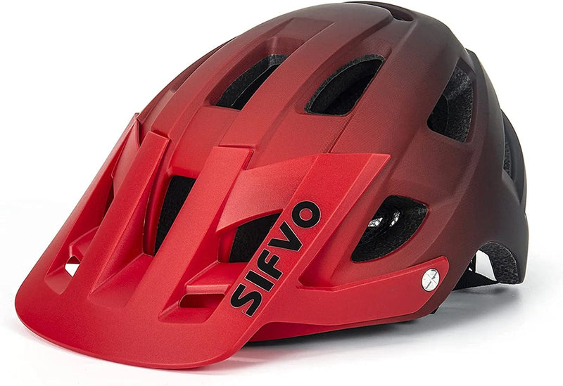 Bike Helmet, SIFVO Bike Helmets for Men and Women, Mountain Bike Helmet with Visor Helmets for Adults to Youth Bicycle Helmet Road Bike Helmet Safe and Comfortable 54-62Cm【M/L】 Sporting Goods > Outdoor Recreation > Cycling > Cycling Apparel & Accessories > Bicycle Helmets SIFVO Red & Black Gradient M: 54-58 cm / 21.26"-22.83" 