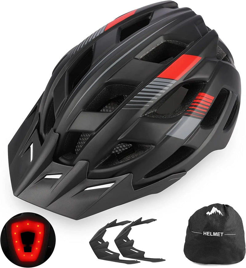 Bike Helmet Sports Safety Cycling Bicycle Helmet for Men Women Cycle Helmet Mountain Biking Helmet with Rechargeable Tail Light 57-62Cm Black Sporting Goods > Outdoor Recreation > Cycling > Cycling Apparel & Accessories > Bicycle Helmets Iyoyo   