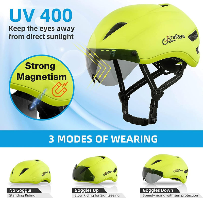 Bike Helmets for Men Women Irafaya CPSC Certified Bicycle Helmets with Detachable Magnetic Goggles&Portable Bag Adjustable Cycling Helmet with Replacement Pads for Commuter Mountain Bike Sporting Goods > Outdoor Recreation > Cycling > Cycling Apparel & Accessories > Bicycle Helmets Irafaya   