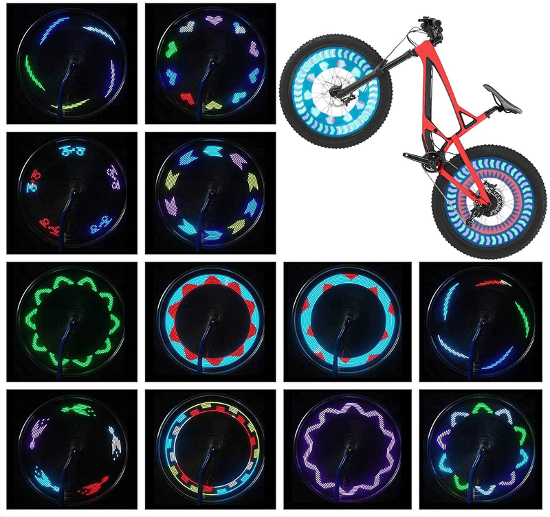 Bike Wheel Lights (2 Tire Pack) - Waterproof LED Bicycle Spoke Lights Safety Tire Lights - Great Gift for Kids Adults - 30 Different Patterns Change - Bike Accessories - Easy to Install