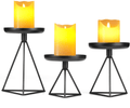 Bikoney Candle Holder Candlestick Holders for Home Decor Wedding Dinning Party Metal Geometric Pillar Candle Stand Fits Candles of Various Sizes, Set of 3 Blcack Home & Garden > Decor > Home Fragrance Accessories > Candle Holders Bikoney Black  