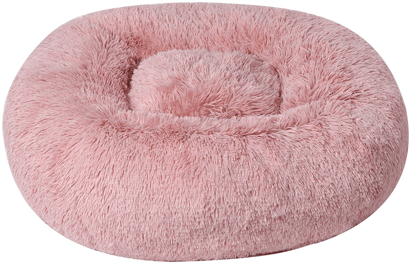 Binetgo Calming Cat and Dog Beds，20/24/32 Inches Dog Bed, Black/Pink/Beige Puppy Bed ,Original Calming Donut Cat and Dog Bed in Shag Fur– Machine Washable, anti Slip Waterproof Bottom Animals & Pet Supplies > Pet Supplies > Dog Supplies > Dog Beds BinetGo Pink 20" 