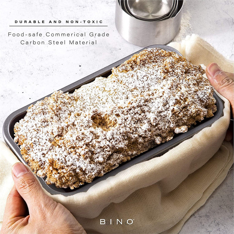 BINO Bakeware Nonstick Baking Pan, 9 X 5 Inch - Gunmetal | Premium Quality Textured Cake Pan with Even-Flow Technology | Dishwasher Safe | Non-Toxic Home & Garden > Kitchen & Dining > Cookware & Bakeware BINO   