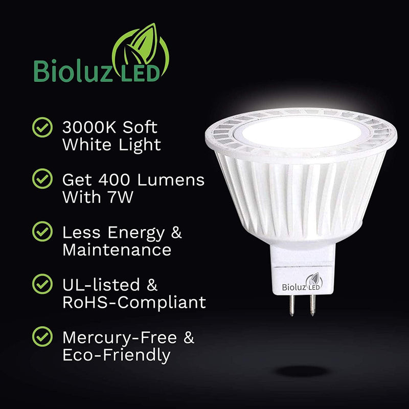 Bioluz LED 5 Pack MR16 LED Bulb Dimmable 50W Halogen Replacement 7W 3000K 12V AC/DC UL Listed Home & Garden > Lighting > Flood & Spot Lights Bioluz LED   