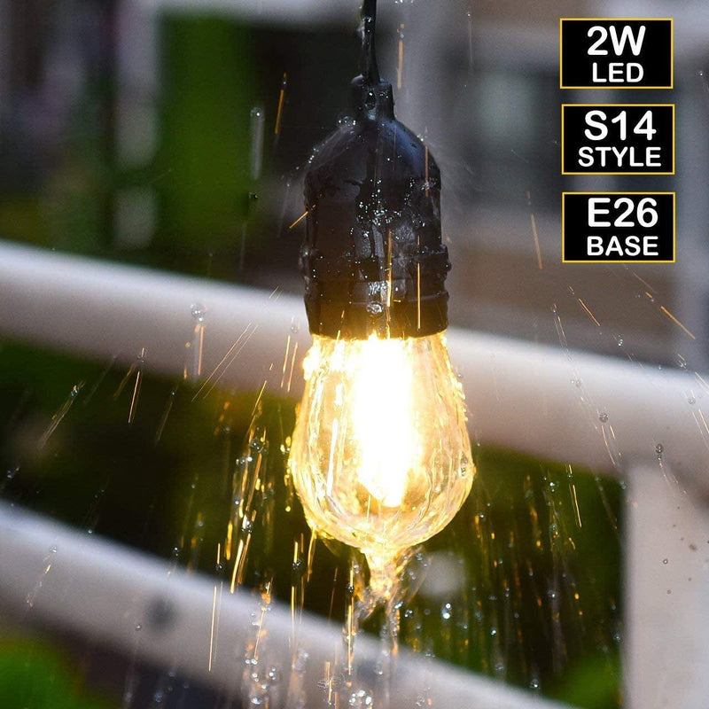 Bioluz LED Outdoor String Lights, 48' LED String Lights for Patio * Includes LED Bulbs * Weatherproof String Lights 15 Sockets with Vintage LED Bulbs for Porch Deck Bistro Garden Party UL Listed Home & Garden > Lighting > Light Ropes & Strings Bioluz LED   