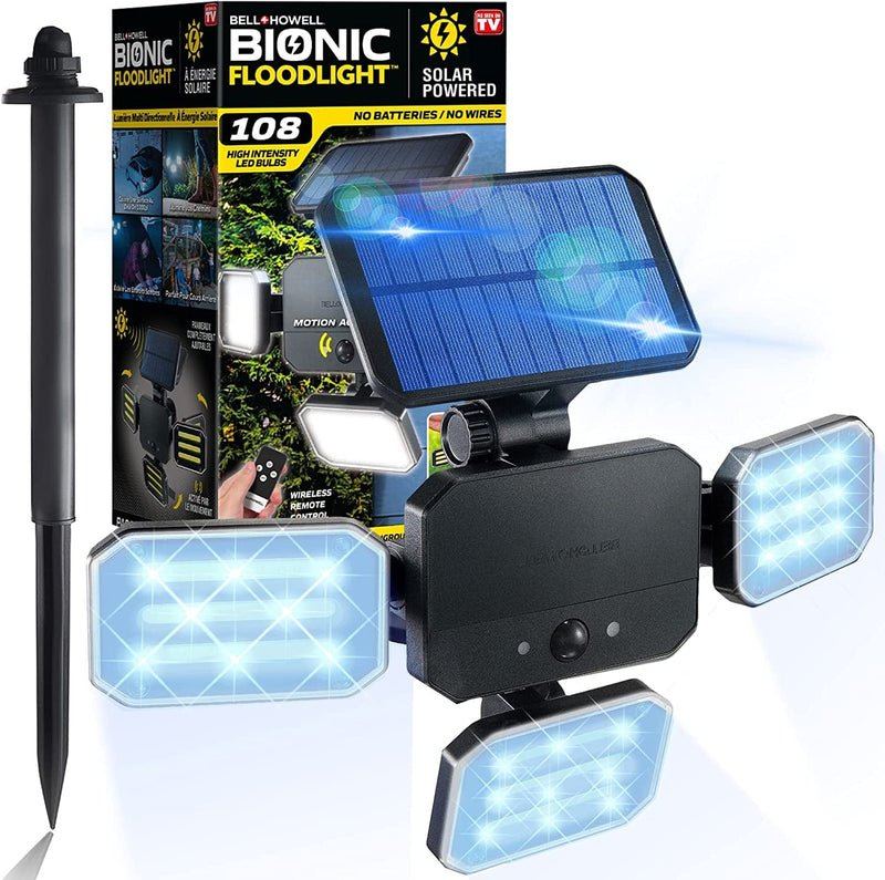 Bionic Flood Light Original, Solar Lights Outdoor Waterproof- 50% Brighter 108 Cob-Led'S W/ Motion Sensor by Bell+Howell - 180° Swivel, Adjustable Panels for Garden, Lawn and Patio as Seen on TV Home & Garden > Lighting > Flood & Spot Lights Bell+Howell Original  