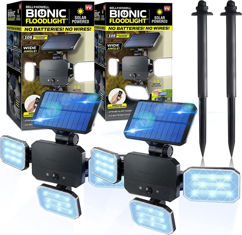 Bionic Flood Light Original, Solar Lights Outdoor Waterproof- 50% Brighter 108 Cob-Led'S W/ Motion Sensor by Bell+Howell - 180° Swivel, Adjustable Panels for Garden, Lawn and Patio as Seen on TV Home & Garden > Lighting > Flood & Spot Lights Bell+Howell Dual Pack, Original  