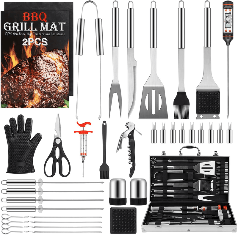 Birald Grill Set BBQ Tools Grilling Tools Set Gifts for Men, 34PCS Stainless Steel Grill Accessories with Aluminum Case,Thermometer, Grill Mats for Camping/Backyard Barbecue,Grill Utensils Set for Dad Home & Garden > Kitchen & Dining > Kitchen Tools & Utensils > Kitchen Knives Birald Default Title  