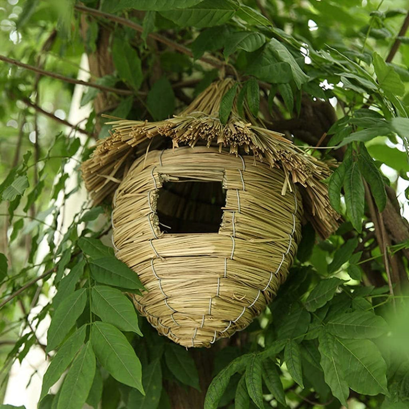 Bird Cage Creative Birdcage Handmade Birdcage Straw Birdhouse Natural Fiber-Cozy Resting Breeding Place for Birds-Provides Shelter from Cold Weather Bird Cage Accessories Birdcages ( Size : Small ) Animals & Pet Supplies > Pet Supplies > Bird Supplies > Bird Cages & Stands DAPERCI   