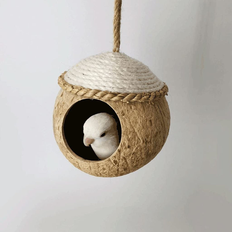 Bird Cage Creative Birdcage Natural Coconut Bird Nest,Bird Nest House Hut Cage,Hanging Birdhouse Cage for Pet Parrot Budgies Parakeet Coconut Hide-Brown Bird Cage Accessories Birdcages ( Size : Large