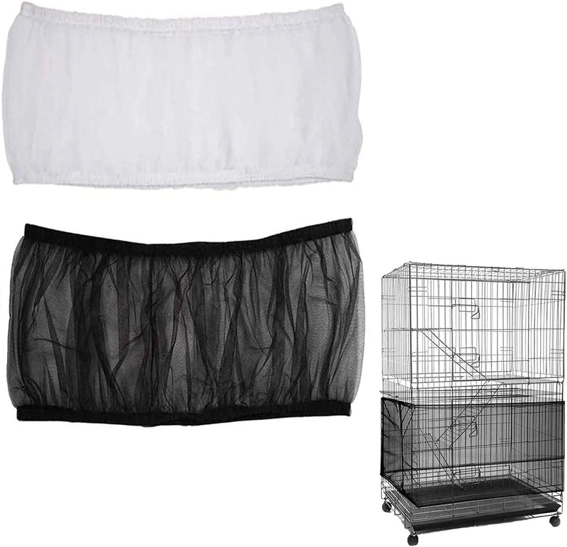Bird Cage Seed Catcher (2 Pack), Airy Gauze Bird Cage Cover Seeds Guard Dust-Proof Universal Birdcage Accessories Mesh Net Cover (Black + White, L) Animals & Pet Supplies > Pet Supplies > Bird Supplies > Bird Cages & Stands ISMARTEN Black + White Large 