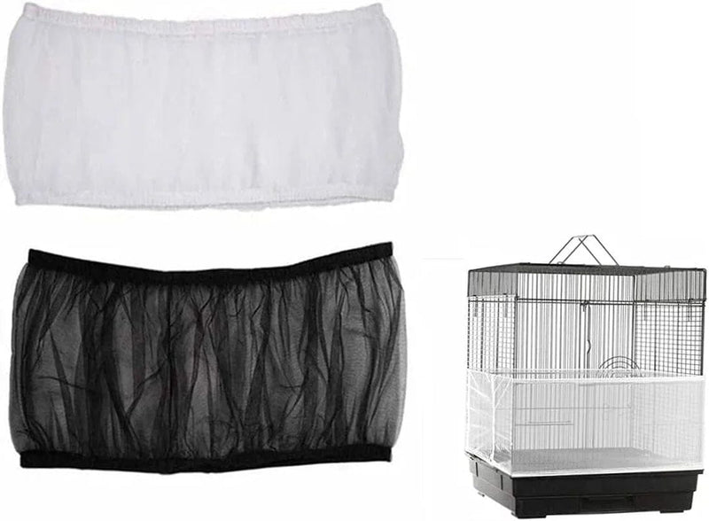 Bird Cage Seed Catcher (2 Pack), Airy Gauze Bird Cage Cover Seeds Guard Dust-Proof Universal Birdcage Accessories Mesh Net Cover (Black + White, L) Animals & Pet Supplies > Pet Supplies > Bird Supplies > Bird Cages & Stands ISMARTEN Black + White Small 