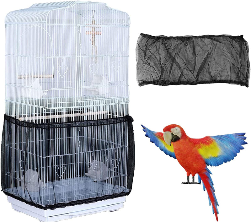 Bird Cage Seed Catcher, Airy Gauze Seeds Bird Cage Cover Guard Dust-Proof Universal Birdcage Accessories Parrot Bird Nylon Mesh Net Cover Stretchy Shell Skirt Traps Cage Basket (L, White) Animals & Pet Supplies > Pet Supplies > Bird Supplies > Bird Cages & Stands ISMARTEN Black XL 