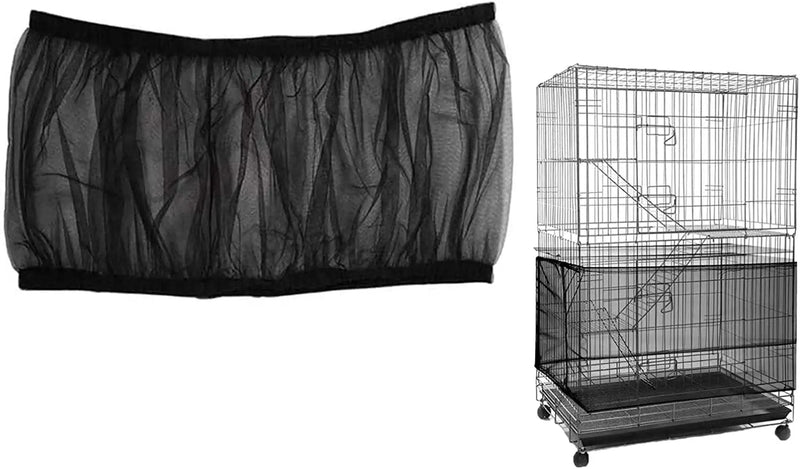 Bird Cage Seed Catcher Mesh Skirt Cover for Parrot Bird Cage Cover Seeds Guard Dust-Proof Universal Birdcage Accessories, Prevent Scatter and Mess, Light and Breathable Fabric (Black) Animals & Pet Supplies > Pet Supplies > Bird Supplies > Bird Cages & Stands ISMARTEN Black  