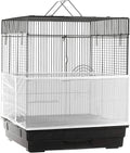 Bird Cage Seed Catcher Mesh Skirt Cover for Parrot Bird Cage Cover Seeds Guard Dust-Proof Universal Birdcage Accessories, Prevent Scatter and Mess, Light and Breathable Fabric (Black)