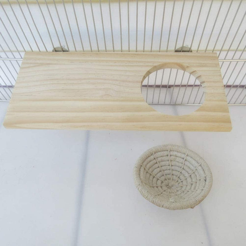 Bird Cage Wooden Platform and Handwoven Nest, Parrot Perches Stand Set Paw Grinding，Small Pet Cage Accessories Toy Playground for Parakeet Conure Cockatiel Budgie Gerbil Rat Mouse Chinchilla Hamster Animals & Pet Supplies > Pet Supplies > Bird Supplies > Bird Cages & Stands QBLEEV   