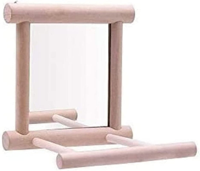 Bird Mirror Wooden Hanging Swing Interactive Play Toys for Small Parrot Budgies Macaw African Grey Parakeet Cockatiel Conure Lovebird Cage Accessories (Bird Mirror Perch Stand-One) Animals & Pet Supplies > Pet Supplies > Bird Supplies > Bird Cages & Stands Litewood   