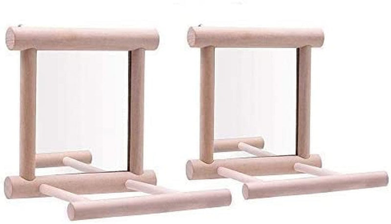 Bird Mirror Wooden Hanging Swing Interactive Play Toys for Small Parrot Budgies Macaw African Grey Parakeet Cockatiel Conure Lovebird Cage Accessories (Bird Mirror Perch Stand-One) Animals & Pet Supplies > Pet Supplies > Bird Supplies > Bird Cages & Stands Litewood Bird Mirror Perch Stand-2 PCS  