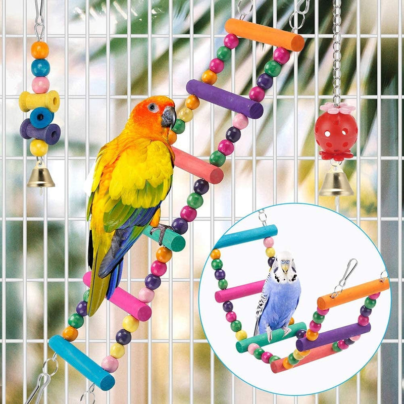 Bird Parakeet Toys,Swing Hanging Standing Chewing Toy Hammock Climbing Ladder Bird Cage Colorful Toys Suitable for Budgerigar, Parakeet, Conure, Cockatiel, Mynah, Love Birds, Finches Animals & Pet Supplies > Pet Supplies > Bird Supplies > Bird Cages & Stands iSbaby   